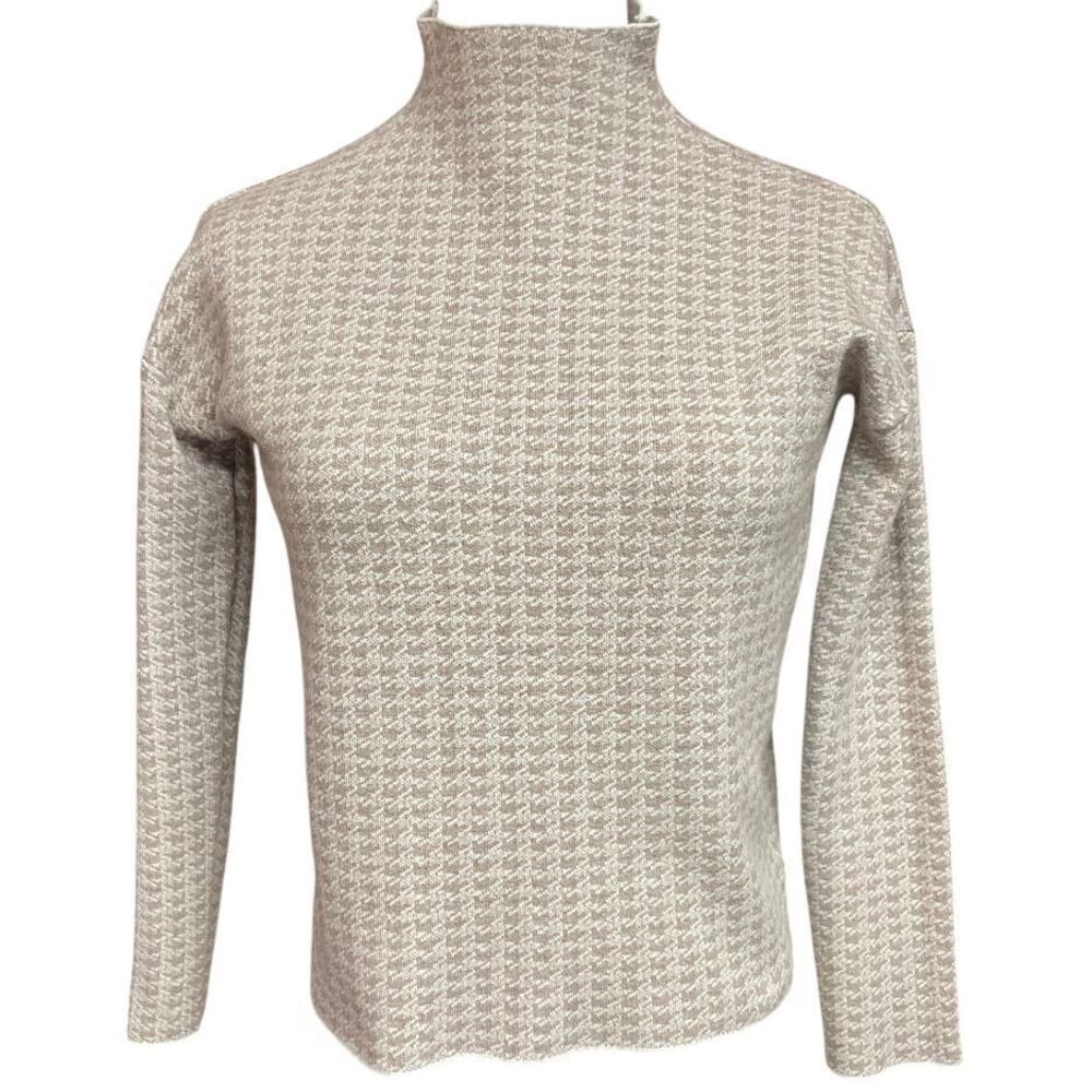 Tahari Women's Houndstooth Turtle Neck Pullover Sweater Size XS Long Sleeve Knit